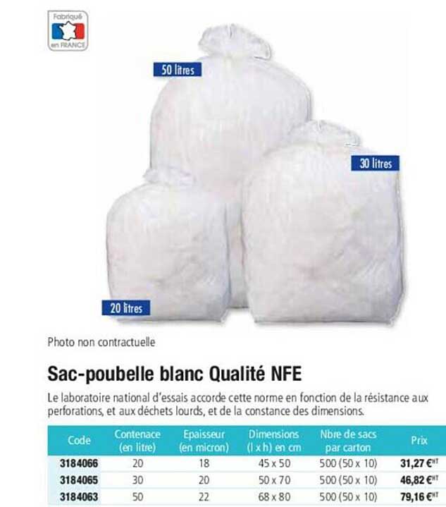 sac-poubelle blanc qualité nfe