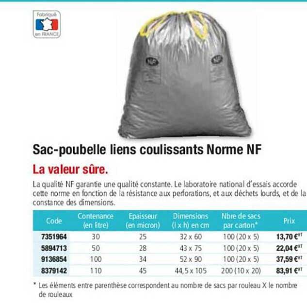 sac-poubelle liens coulissants norme nf