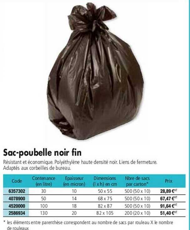 Sac-poubelle Noir Fin