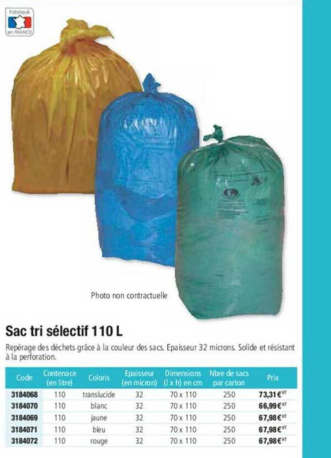 sac tri sélectif 110 l