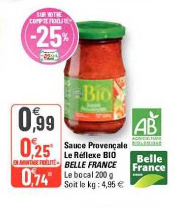 Sauce Provençale Le Réflexe Bio Belle France