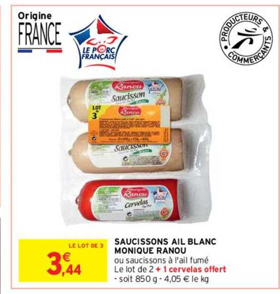 saucissons ail blanc monique ranou ou saucissons à l'ail fumé