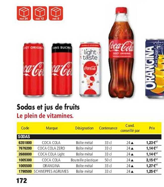 sodas et jus de fruits coca-cola