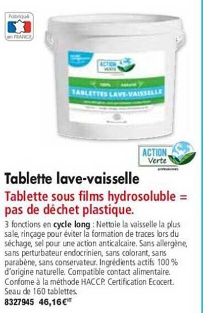 tablette lave-vaisselle action verte