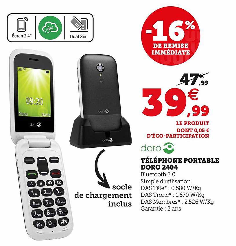 téléphone portable doro 2404