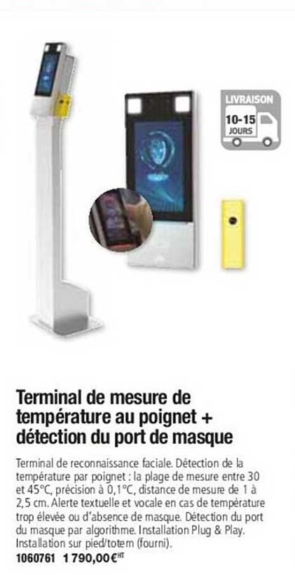 terminal de mesur de température au poignet + détection du port de masque