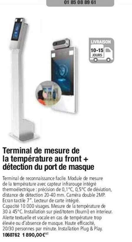 terminal de mesure de température au front + détection du port de masque