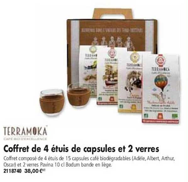 Terramoka Coffret De 4 étuis De Capsules Et 2 Verres