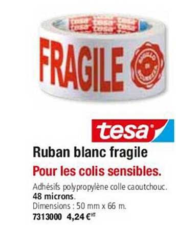 tesa ruban blanc fragile pour les colis sensibles