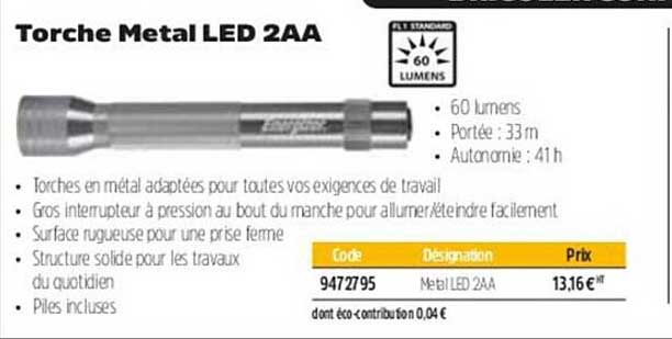 torche metal led 2aa