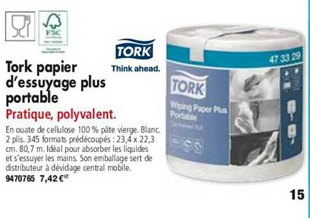 tork papier d'essuyage plus portable