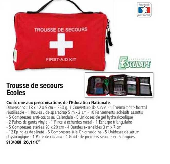 trousse de secours ecoles
