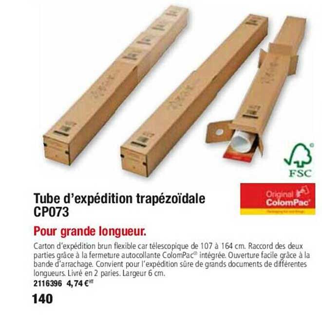 tube d'expédition trapézoïdale cp073 pour grande longueur
