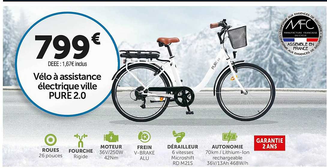 vélo à assistance électrique ville pure 2.0