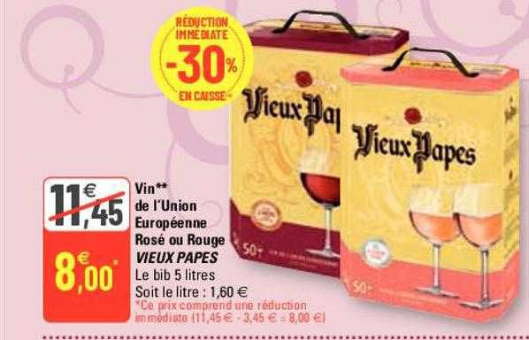 vin de l'union européenne rosé ou rouge vieux papes