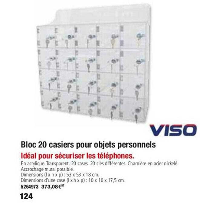 viso bloc 20 casiers pour objets personnels idéal pour sécuriser les téléphones