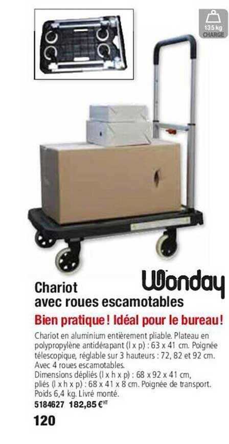 wonday chariot avec roues escamotables