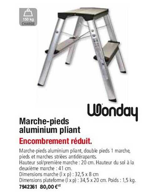 wonday marche-pieds aluminium pliant