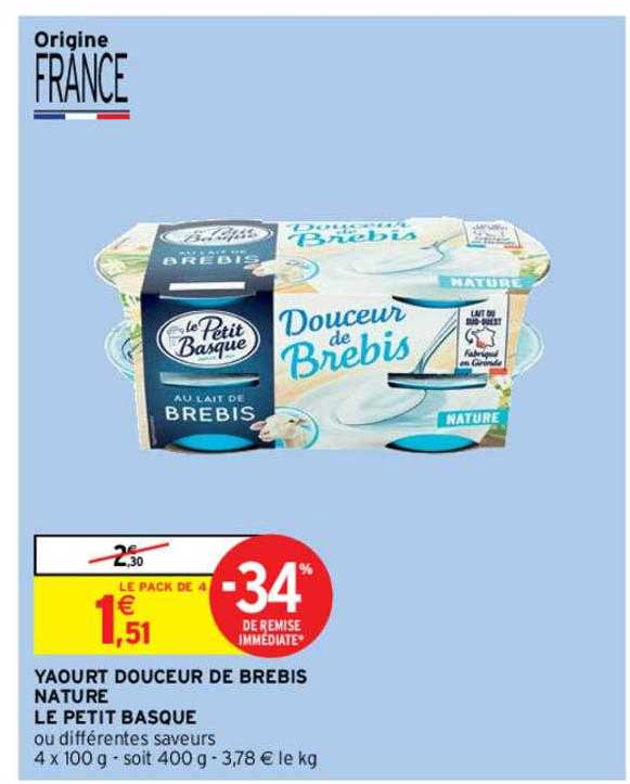 Yaourt Doucheur De Brebis Nature Le Petit Basque