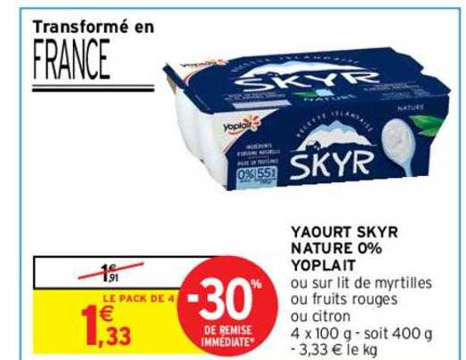 Yaourt Skyr Nature 0% Yoplait