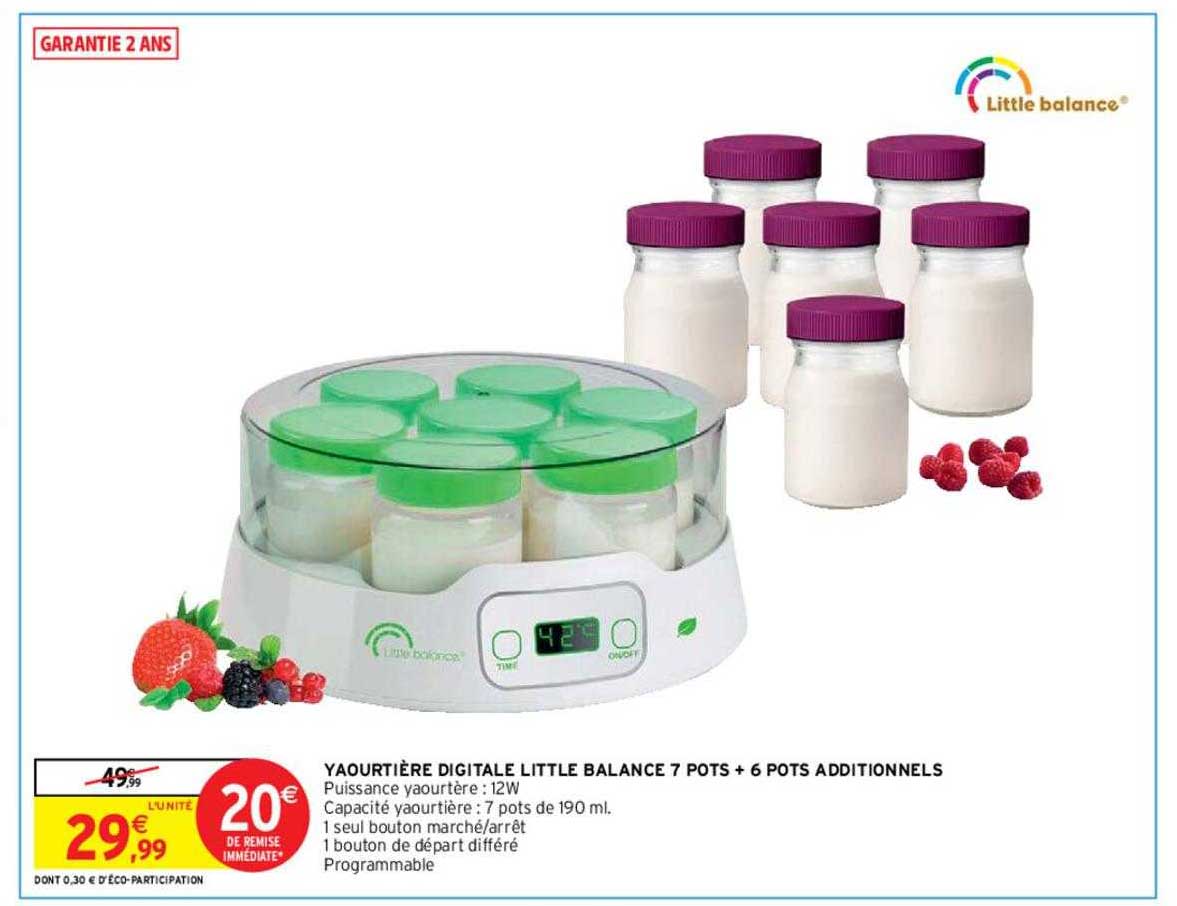 yaourtière digitale little balance 7 pots + 6 pots additionnels
