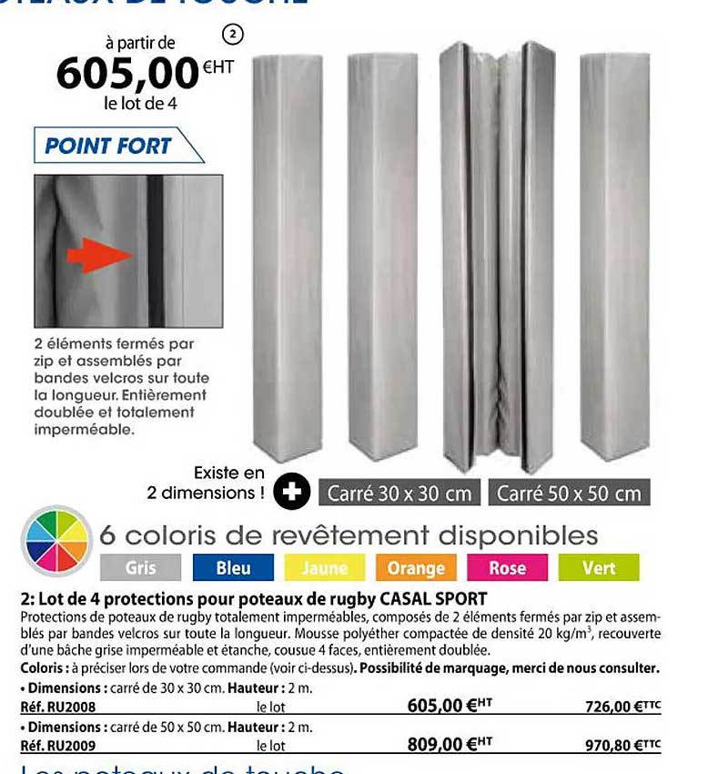 Lot De 4 Protections Pour Poteaux De Rugby Casal Sport