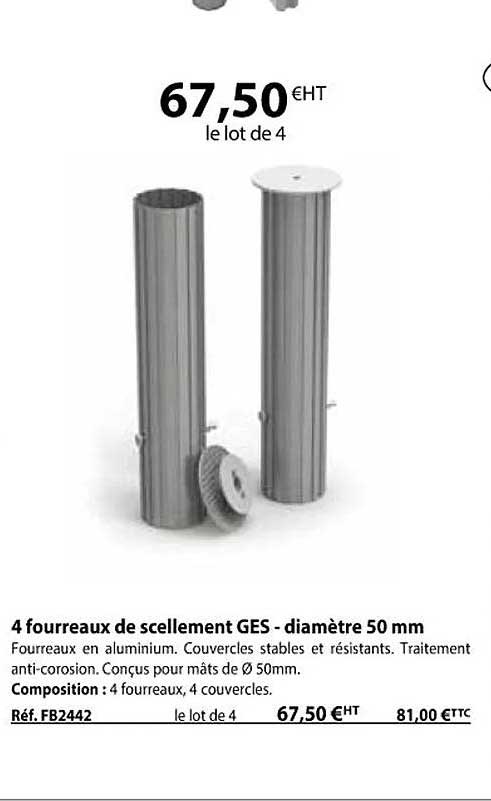 4 fourreaux de scellement ges - diamètre 50 mm