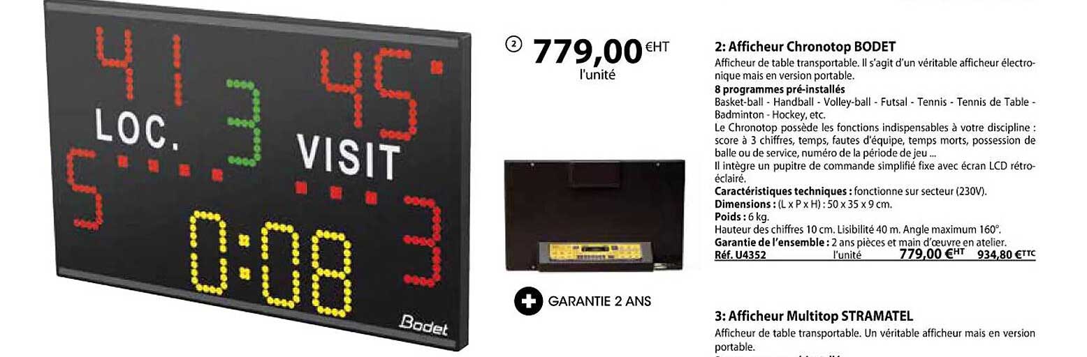 afficheur chronotop bodet, afficheur multitop stramatel