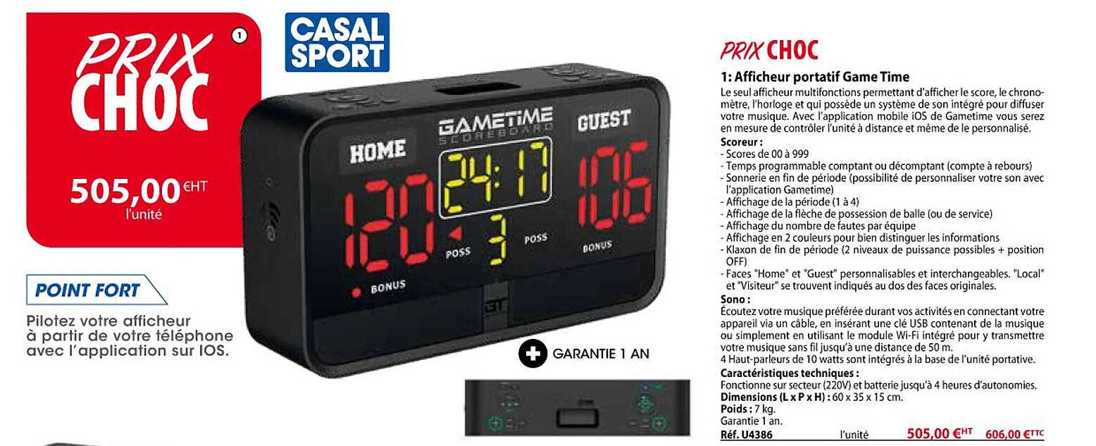 afficheur portatif game time