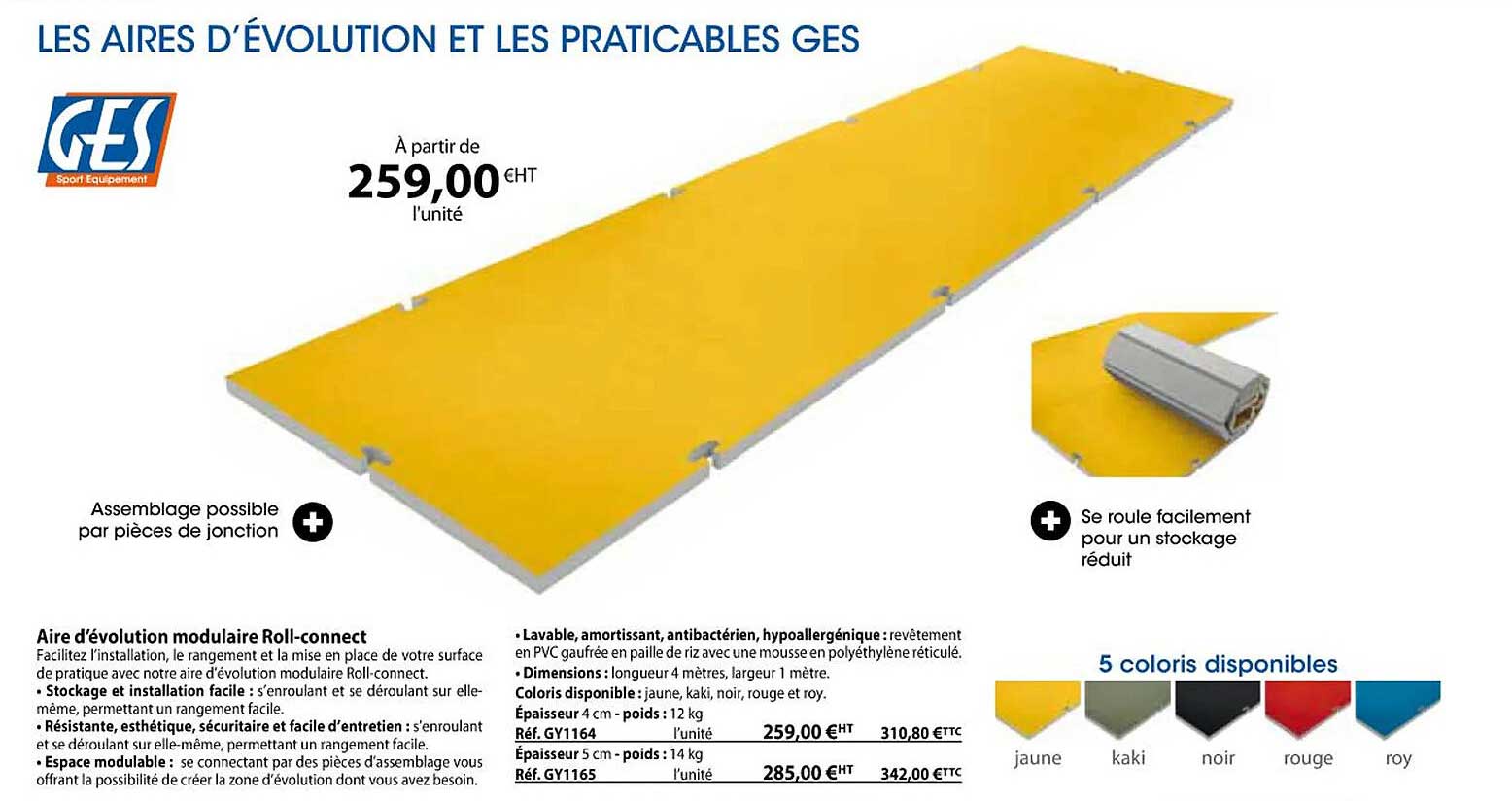 aire d'évolution modulaire roll-connect