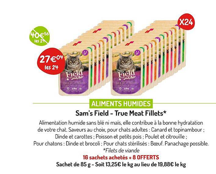 alilments humides sam's field - true meat fillets