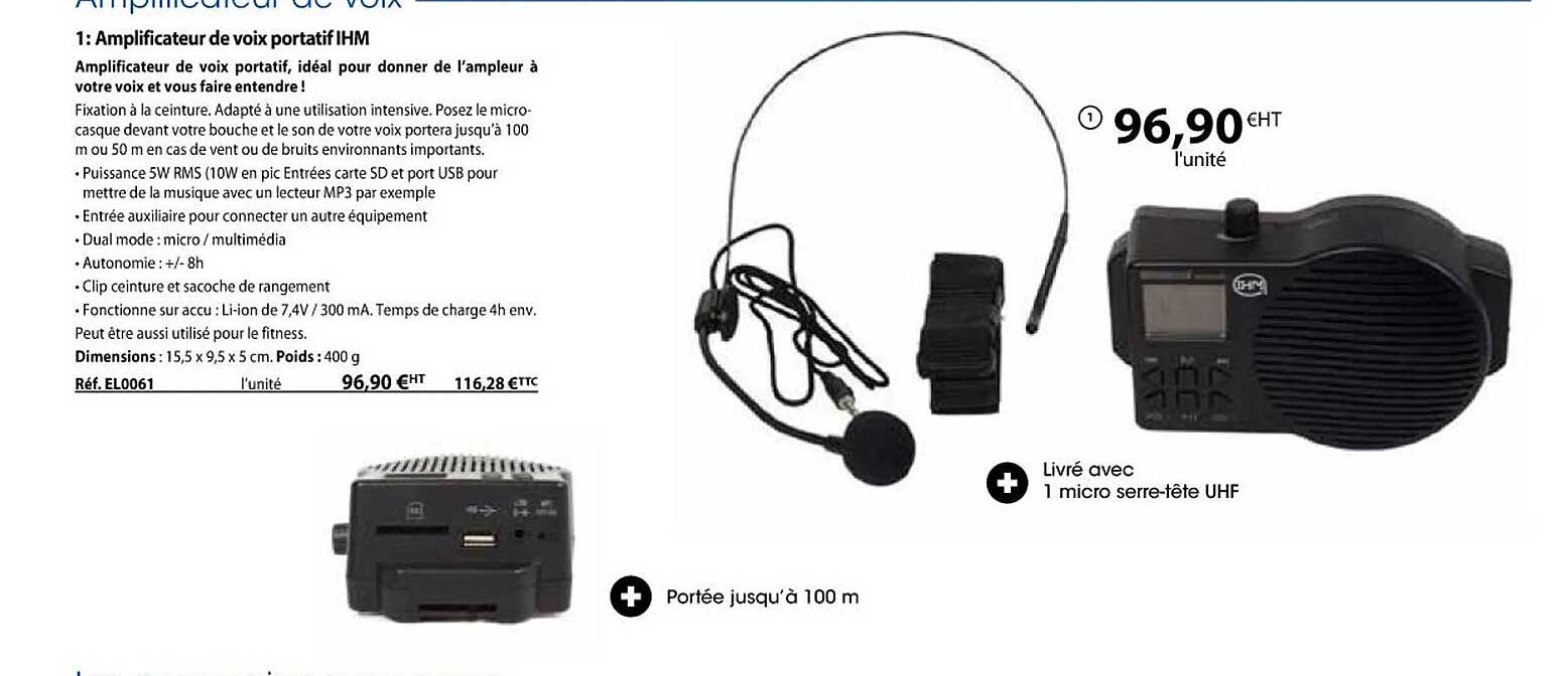 amplificateur de voix portatif ihm