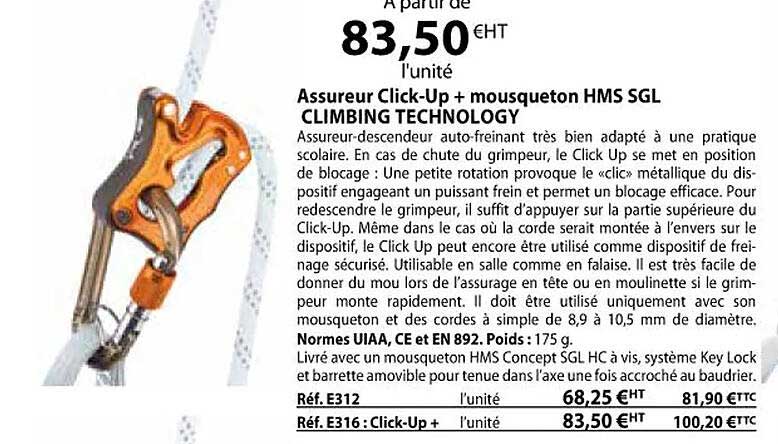 assureur click-up + mousqueton hms sgl climbing technology