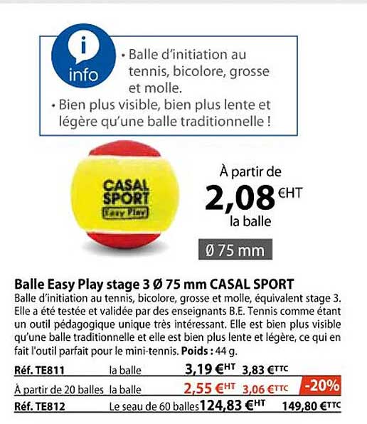 balle easy play stage 3 ø 75 mm casal sport