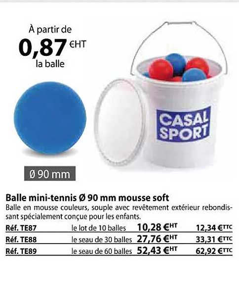 balle mini-tennis ø 90 mm mousse soft