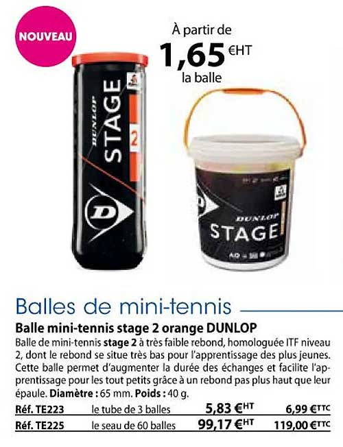 balle mini-tennis stage 2 orange dunlop