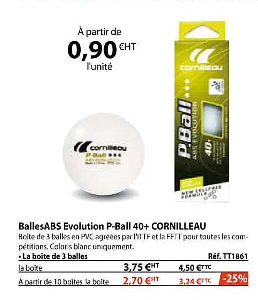 Balles Abs évolution P-ball 40+ Cornilleau