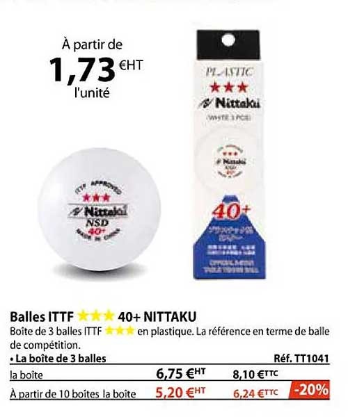 balles ittf 40+ nittaku