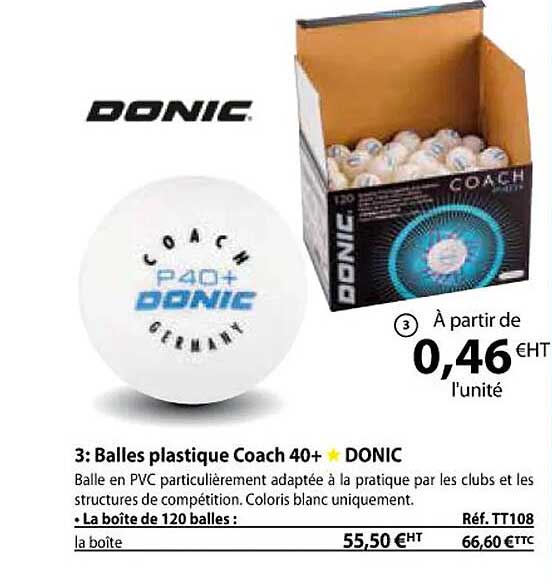 Balles Plastique Coach 40+ Donic