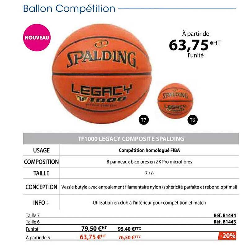 ballon compétition - tf1000 legacy compostite spalding