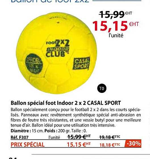 ballon spécial foot indoor 2 x 2 casal sport
