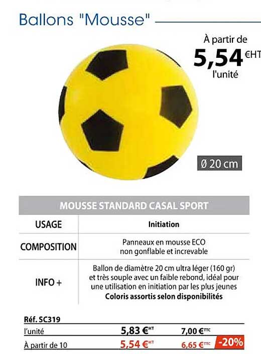 ballons "mousse" - mousse standard casal sport