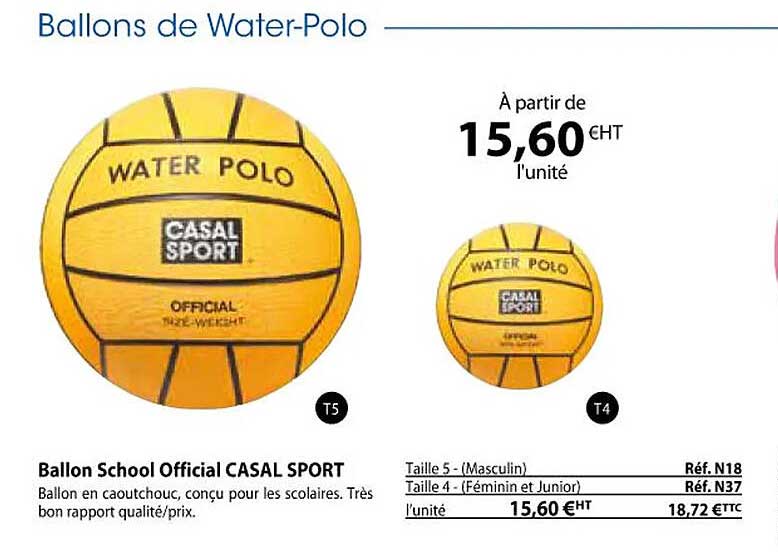 ballons de water-polo - ballon school official casal sport