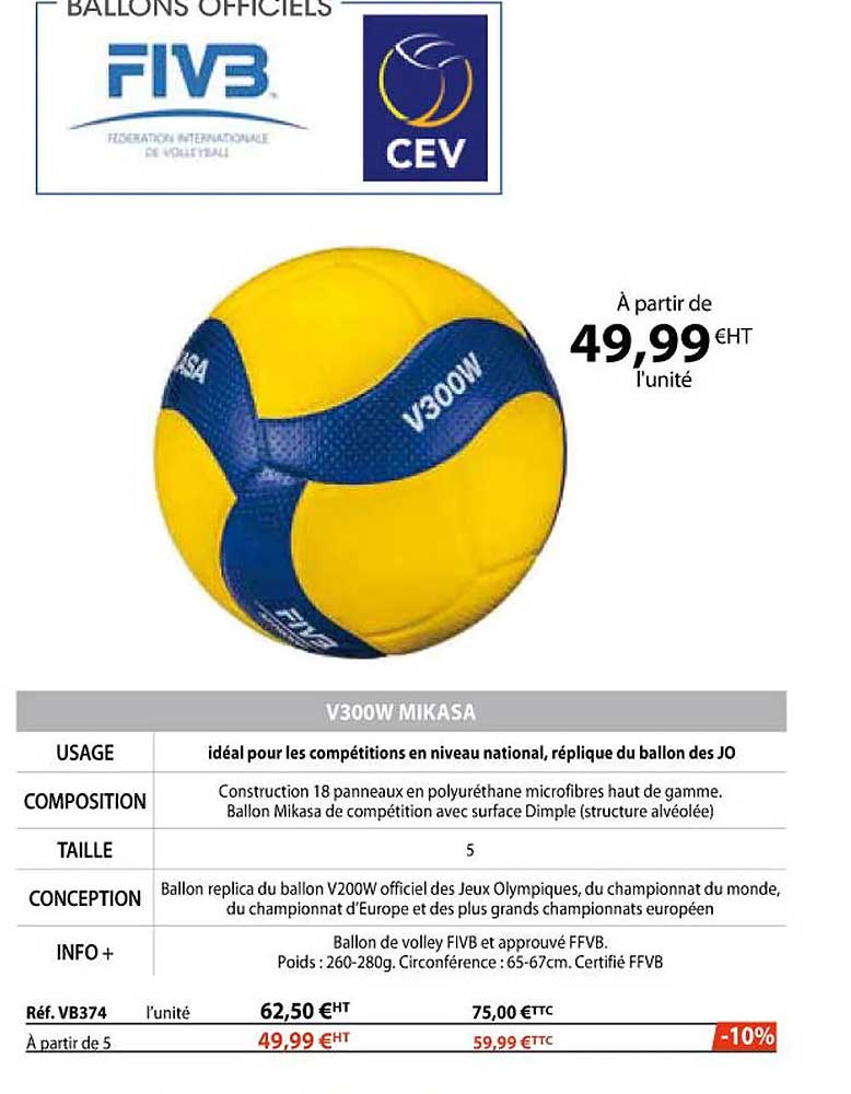 ballons officiels fivb - v300w mikasa