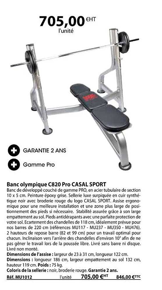 Banc Olympique C820 Pro Casal Sport