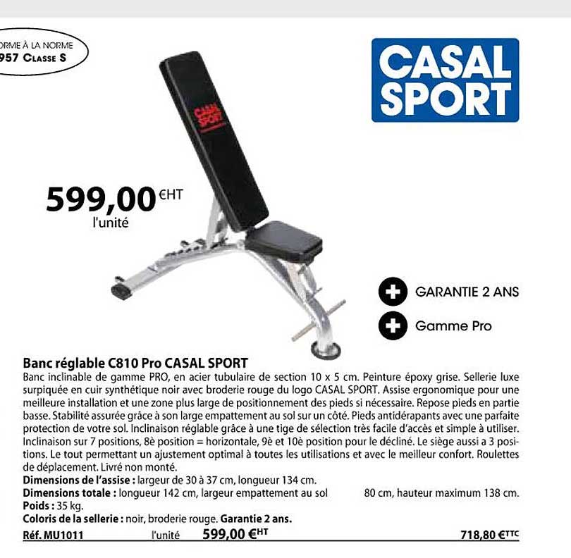 banc réglable c810 pro casal sport