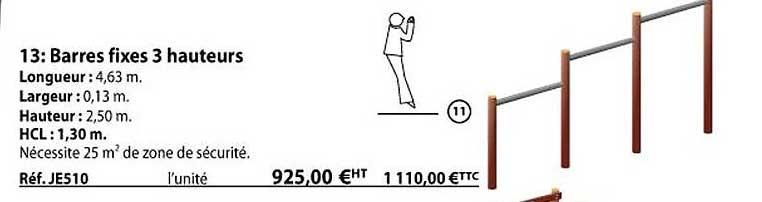 barres fixes 3 hauteurs