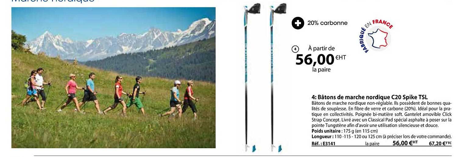bâtons de marche nordique c20 spike tsl
