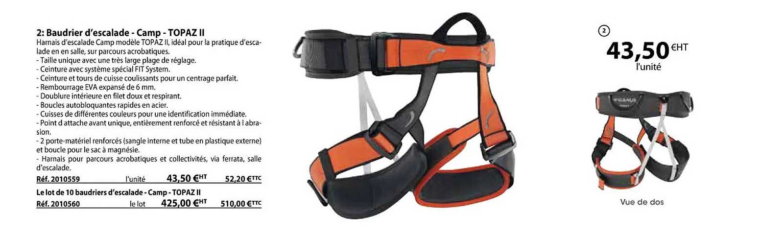baudrier d'escalade - camp - topaz II