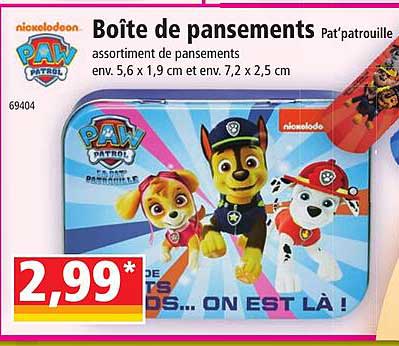 boîte de pansements paw patrol
